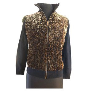 Ralph Lauren Knit & Velour Quilted Zipper Cardigan